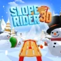 Players compete down snow-covered slopes in the action-packed 3D setting of Slope Rider 3D, a fast-paced skiing game.