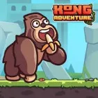 In the 2D platformer Kong Adventure, you take control of a brave monkey who must navigate through untamed and dangerous jungle settings. You'll face a range of obstacles as you advance, such as swinging traps, disintegrating platforms, irate animals, and challenging riddles.
